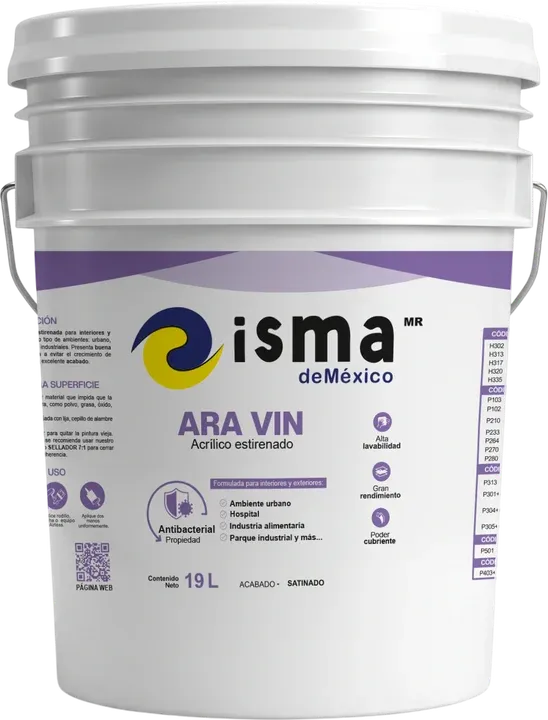 Pintura vinílica ARA VIN de ISMA de México — cubeta de 19 litros